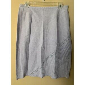 Norton Studio Midi Skirt Size Large Linen Blend Lavender Purple Lace Accents B6
